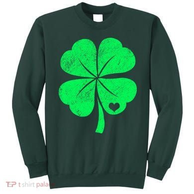 Love Shamrock Vintage Distressed Irish Clover Sweatshirt