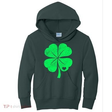 Love Shamrock Vintage Distressed Irish Clover Kids Hoodie