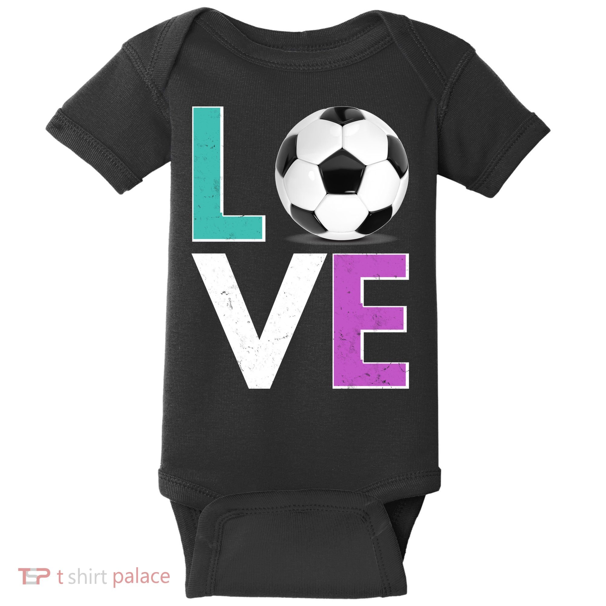 LOVE Soccer Sports Fan Baby Bodysuit