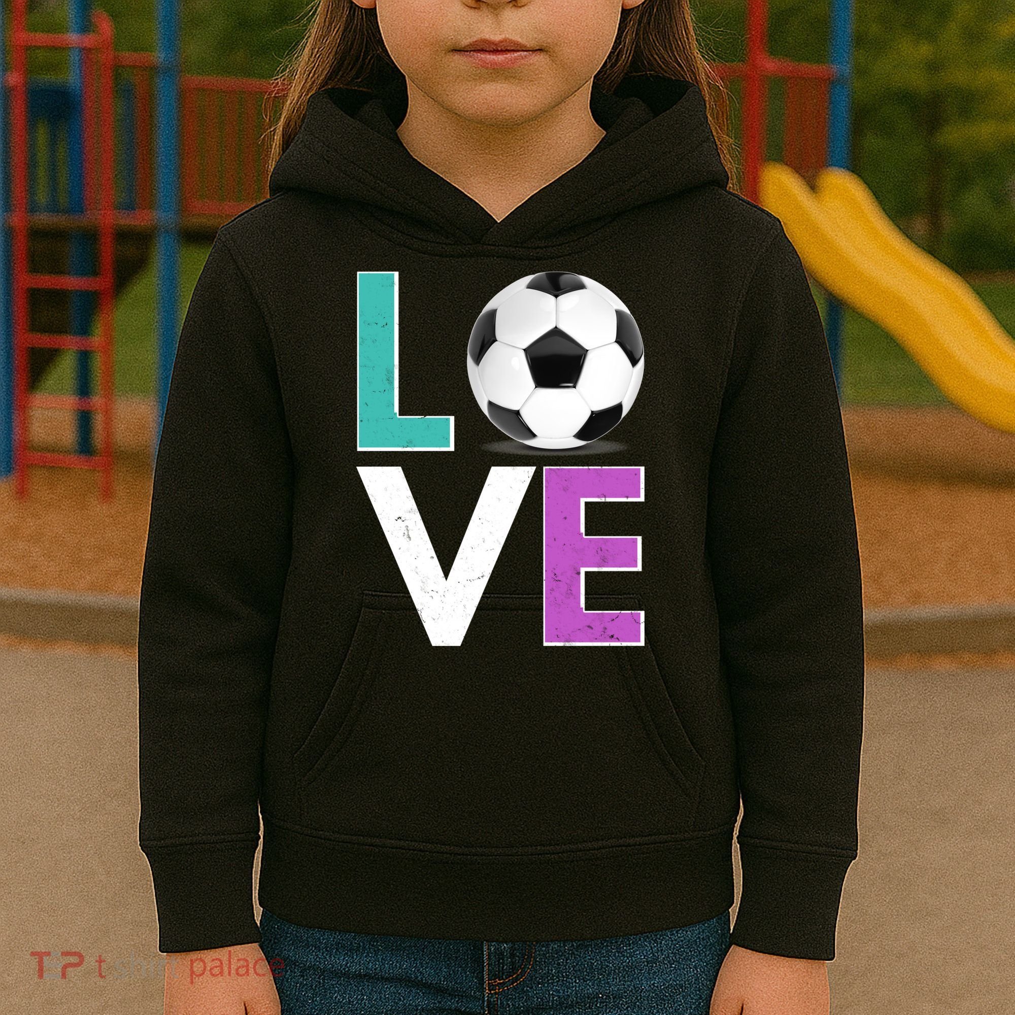 LOVE Soccer Sports Fan Kids Hoodie