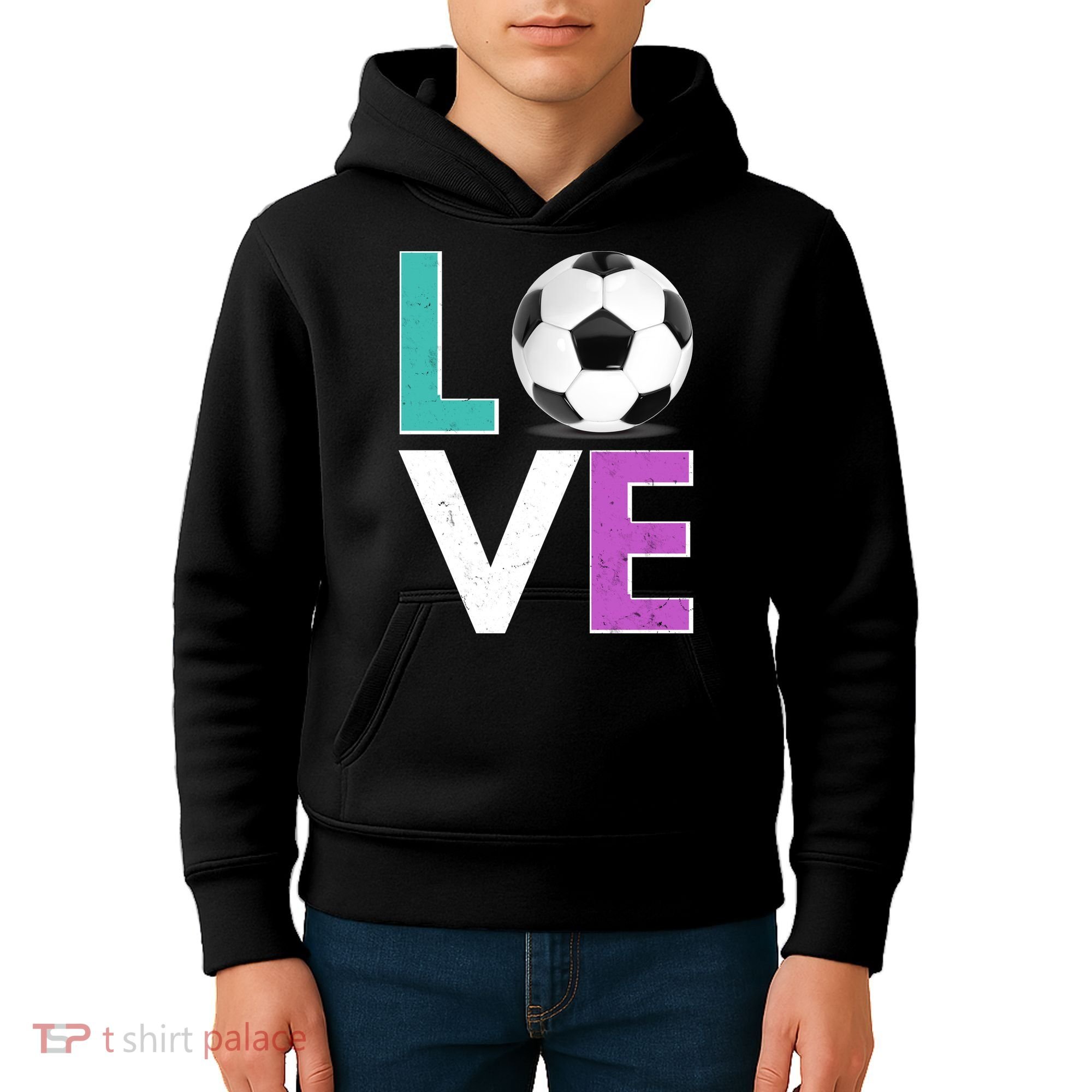 LOVE Soccer Sports Fan Kids Hoodie