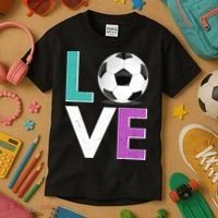 LOVE Soccer Sports Fan Kids T-Shirt thumb 3