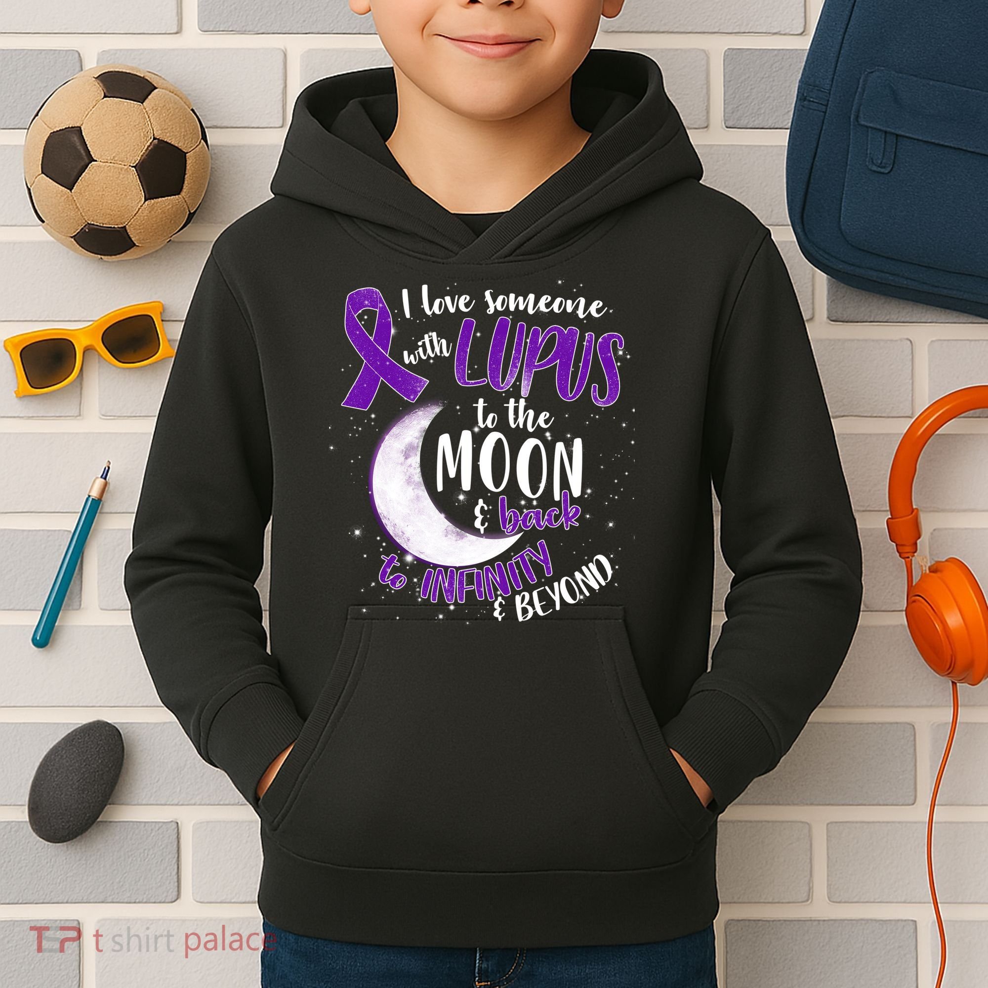 Love Someone With Lupus To The Moon And Back Kids Hoodie