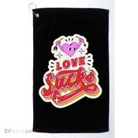 Love Sucks Funny Valentine's Day Golf Towel thumb 0
