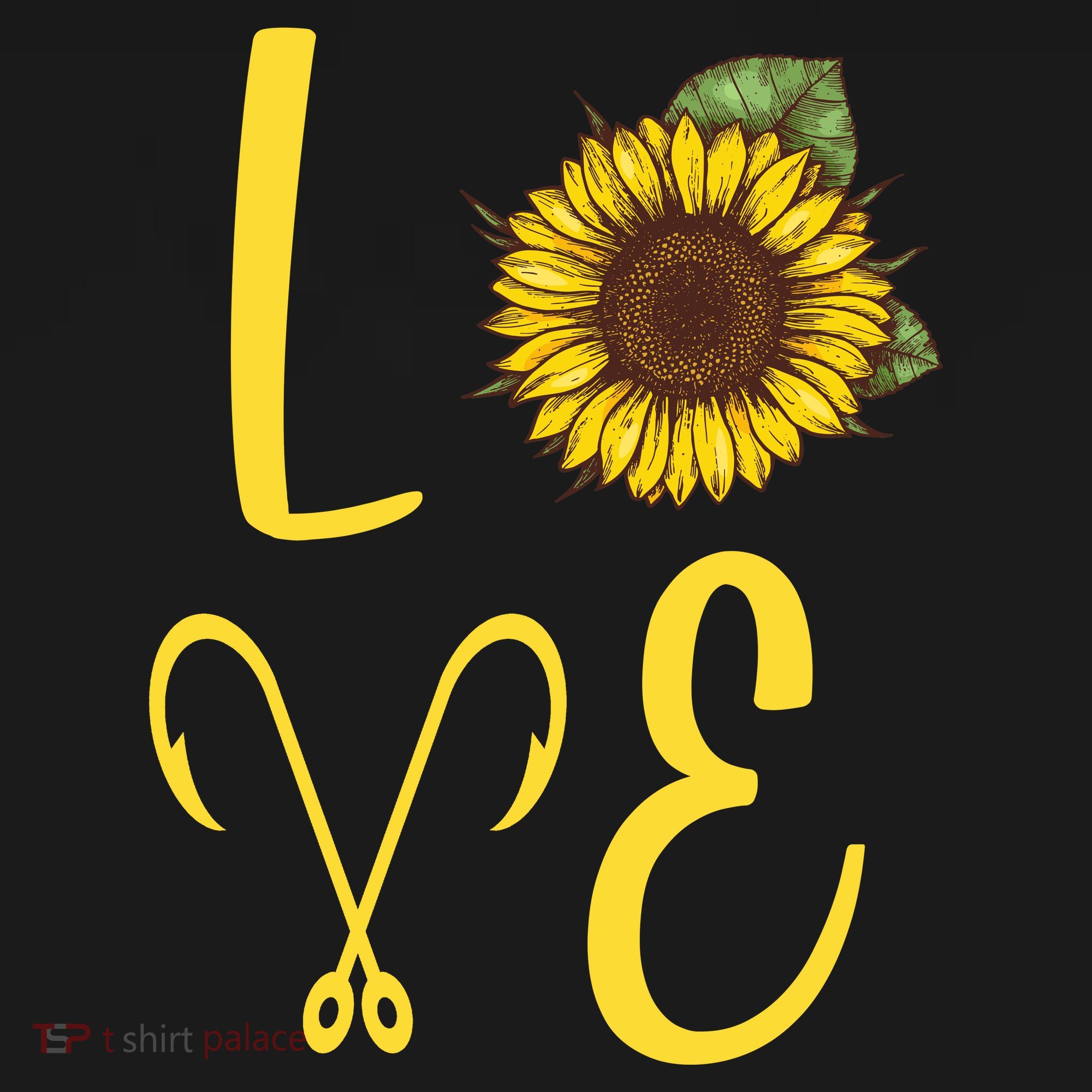 Love Sunflower And Fishing Button