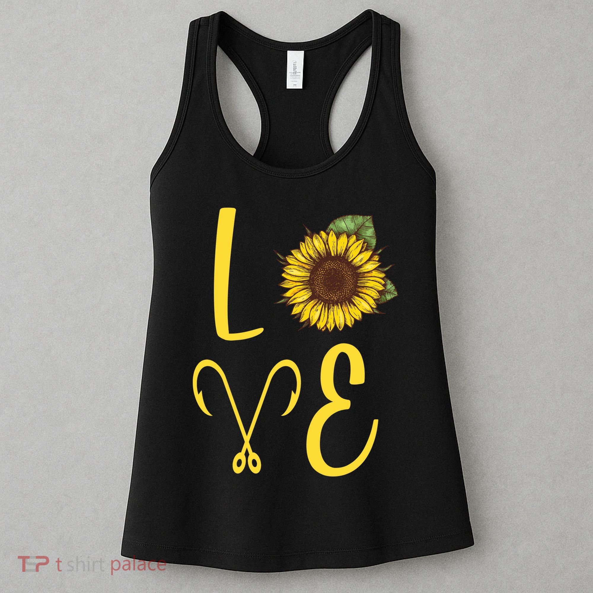 Love Sunflower And Fishing Women's Tank Top