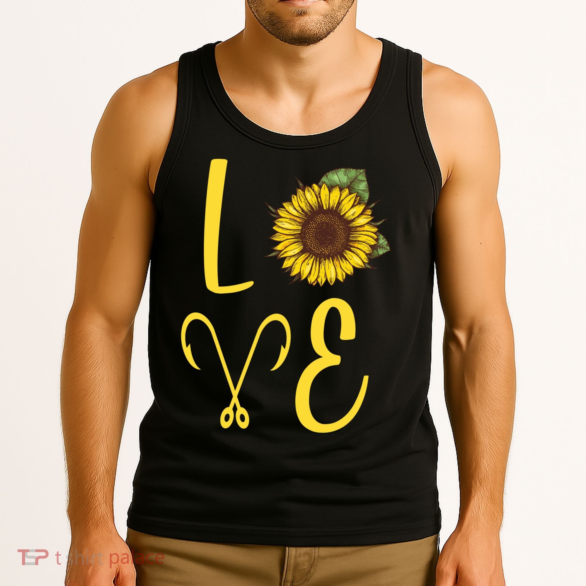 Love Sunflower And Fishing Tank Top