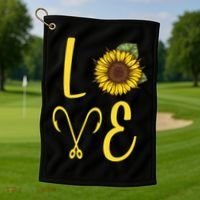 Love Sunflower And Fishing Golf Towel thumb 1