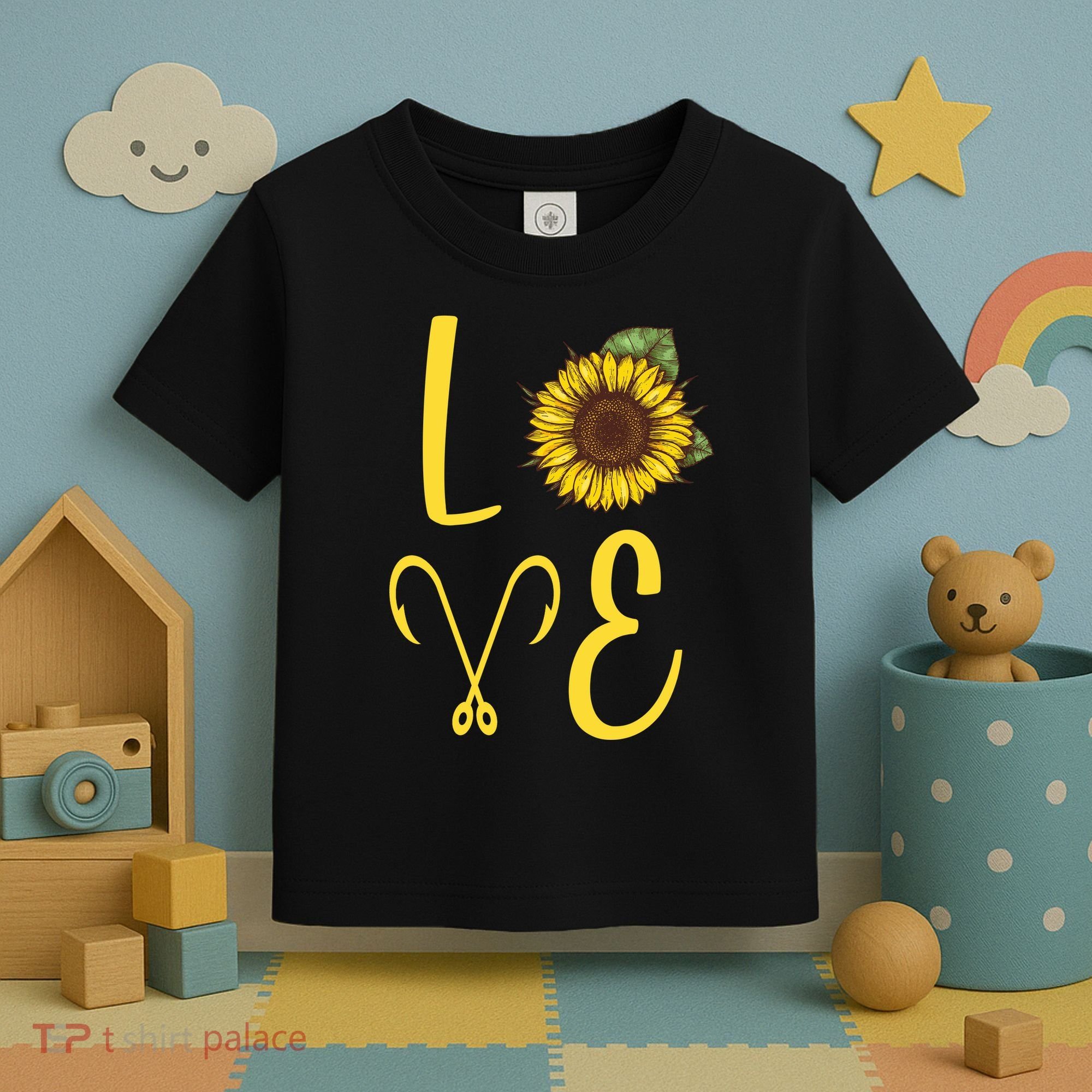 Love Sunflower And Fishing Toddler T-Shirt