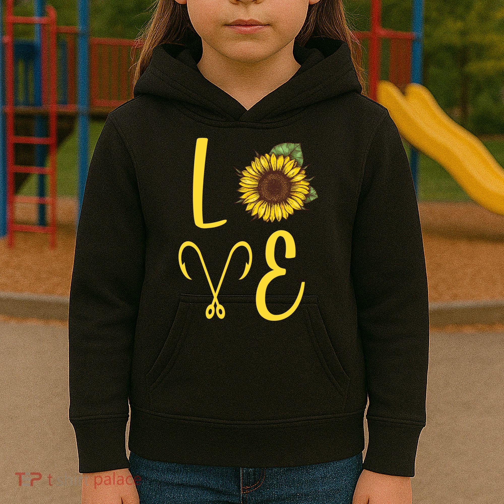 Love Sunflower And Fishing Kids Hoodie
