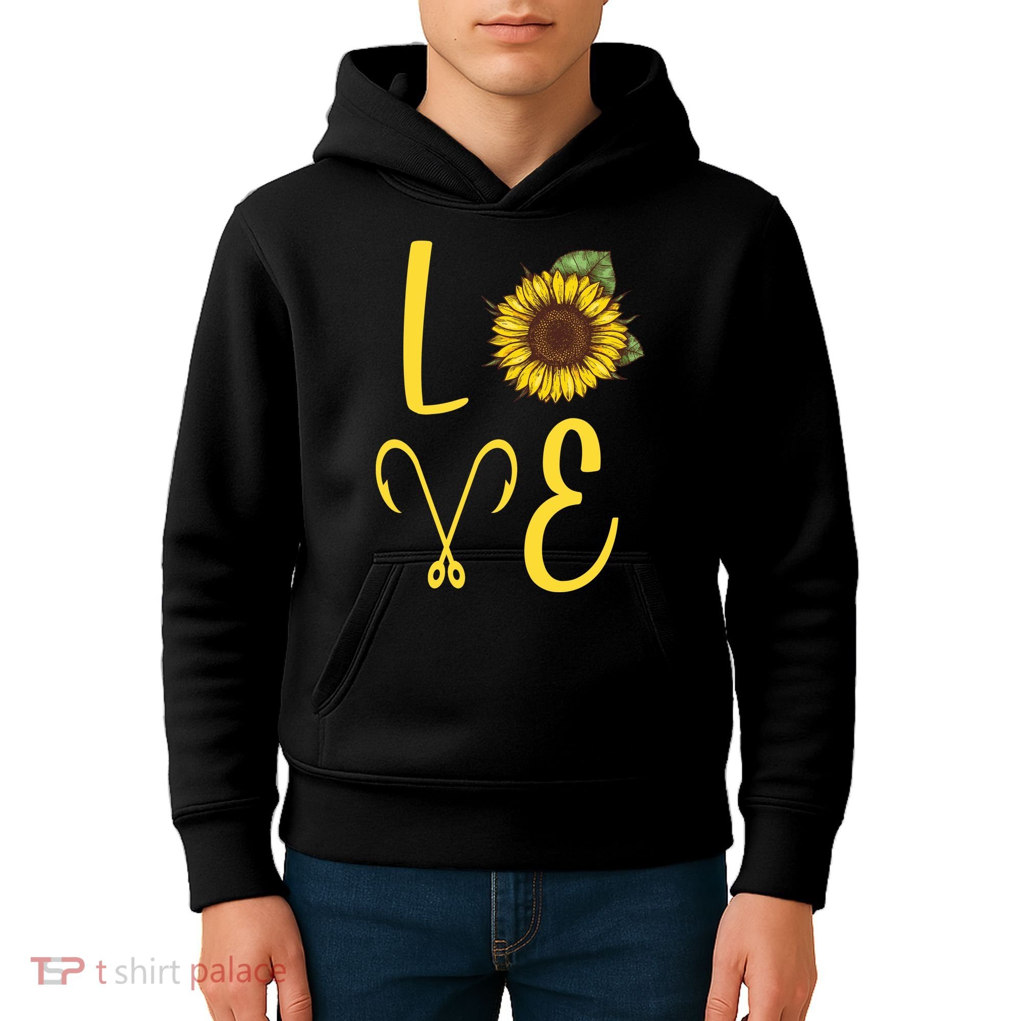 Love Sunflower And Fishing Kids Hoodie