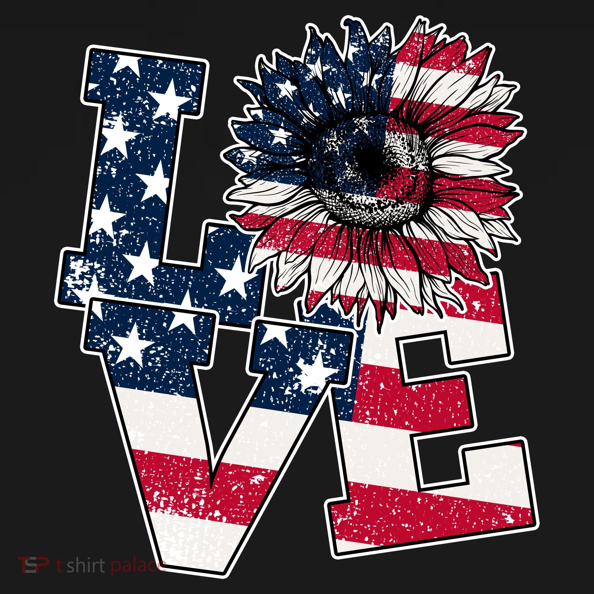 Love Sunflower Patriotic American Flag 4th Of July Ornament