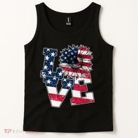 Love Sunflower Patriotic American Flag 4th Of July Tank Top thumb 2