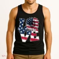 Love Sunflower Patriotic American Flag 4th Of July Tank Top thumb 3