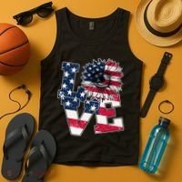 Love Sunflower Patriotic American Flag 4th Of July Tank Top thumb 4
