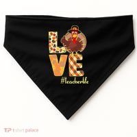 Love Teacher Life Turkey Thanksgiving USA-Made Doggie Bandana thumb 0