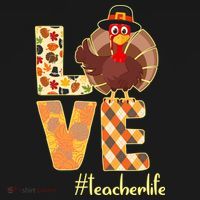 Love Teacher Life Turkey Thanksgiving Apron thumb 3