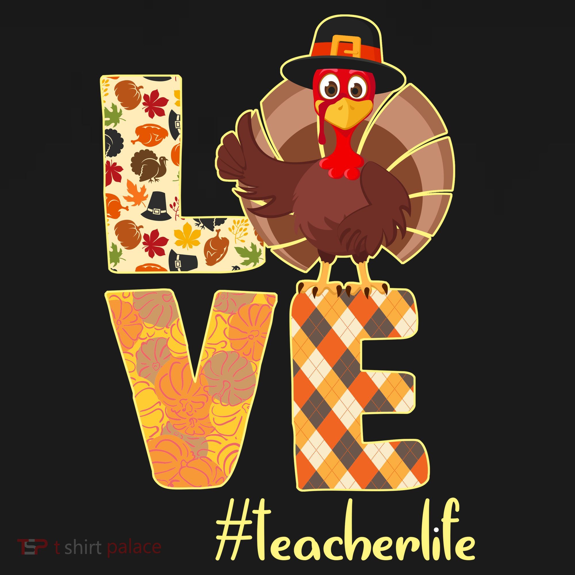 Love Teacher Life Turkey Thanksgiving Apron