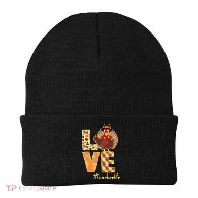 Love Teacher Life Turkey Thanksgiving Beanie