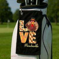 Love Teacher Life Turkey Thanksgiving Golf Towel thumb 2