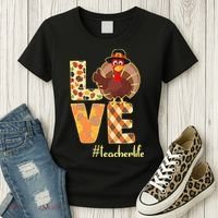 Love Teacher Life Turkey Thanksgiving Women's T-Shirt thumb 3