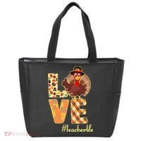 Love Teacher Life Turkey Thanksgiving Tote Bag thumb 0