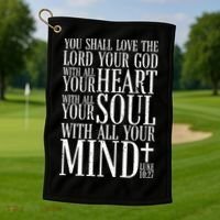Love The Lord Christian Bible Quote Luke 10:27 Golf Towel thumb 1