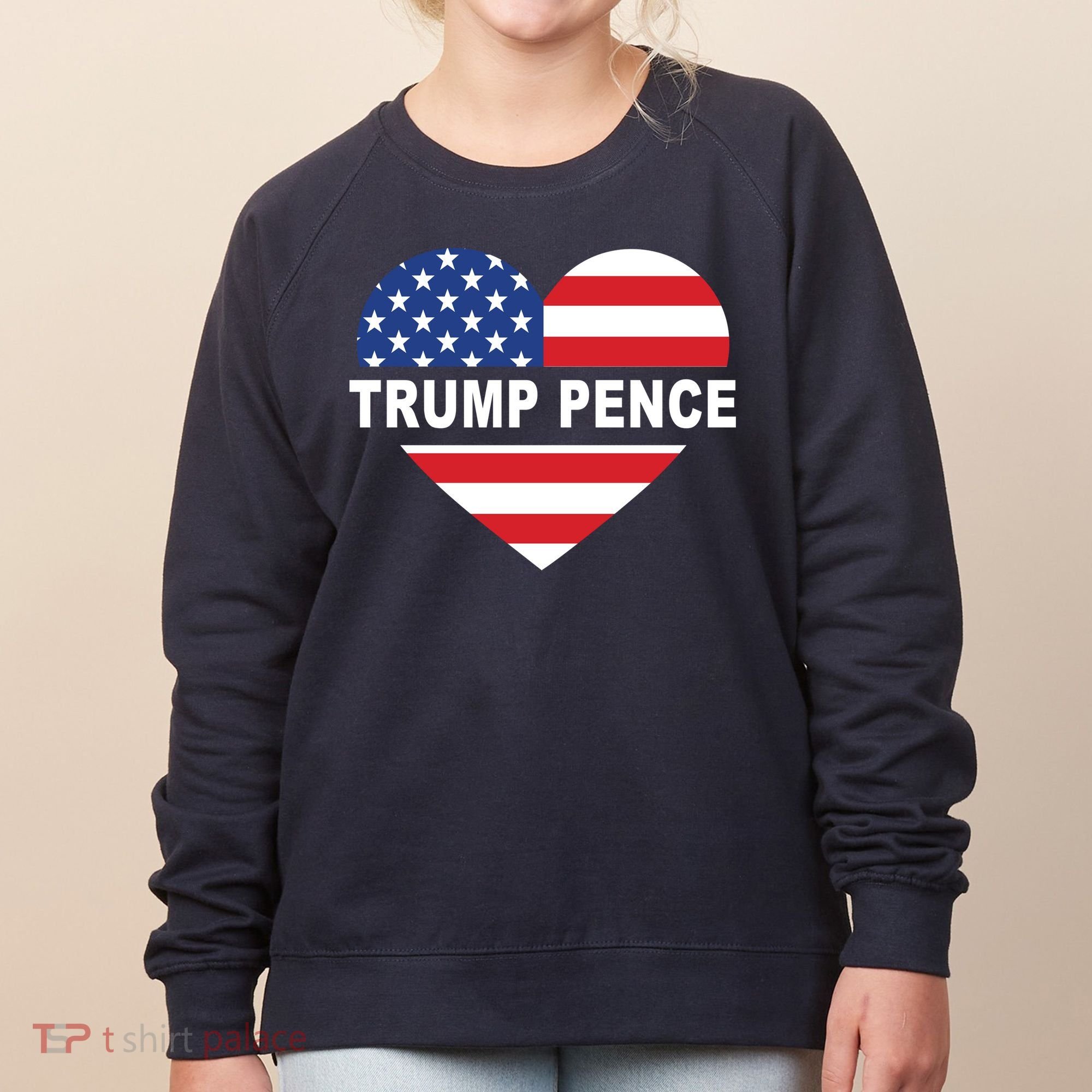 Love Trump Pence USA Heart Women's Sweatshirt