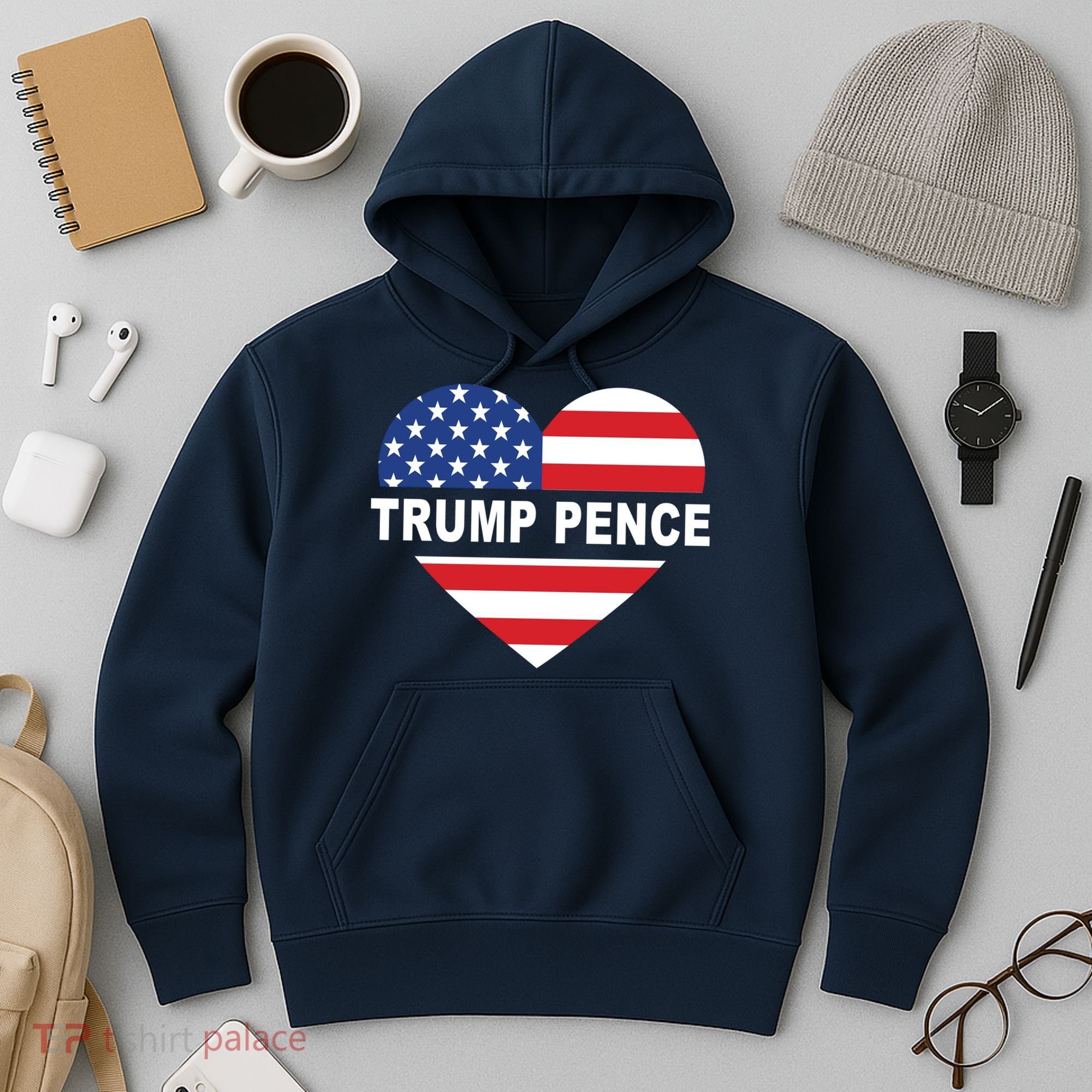 Love Trump Pence USA Heart Hoodie