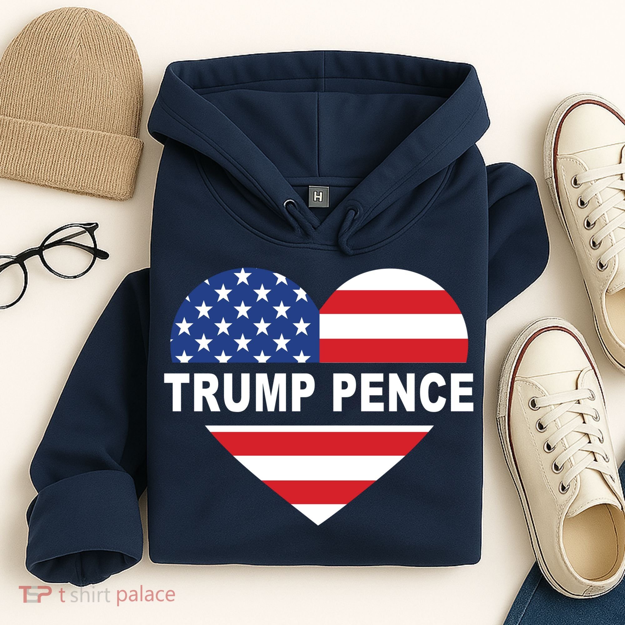 Love Trump Pence USA Heart Hoodie