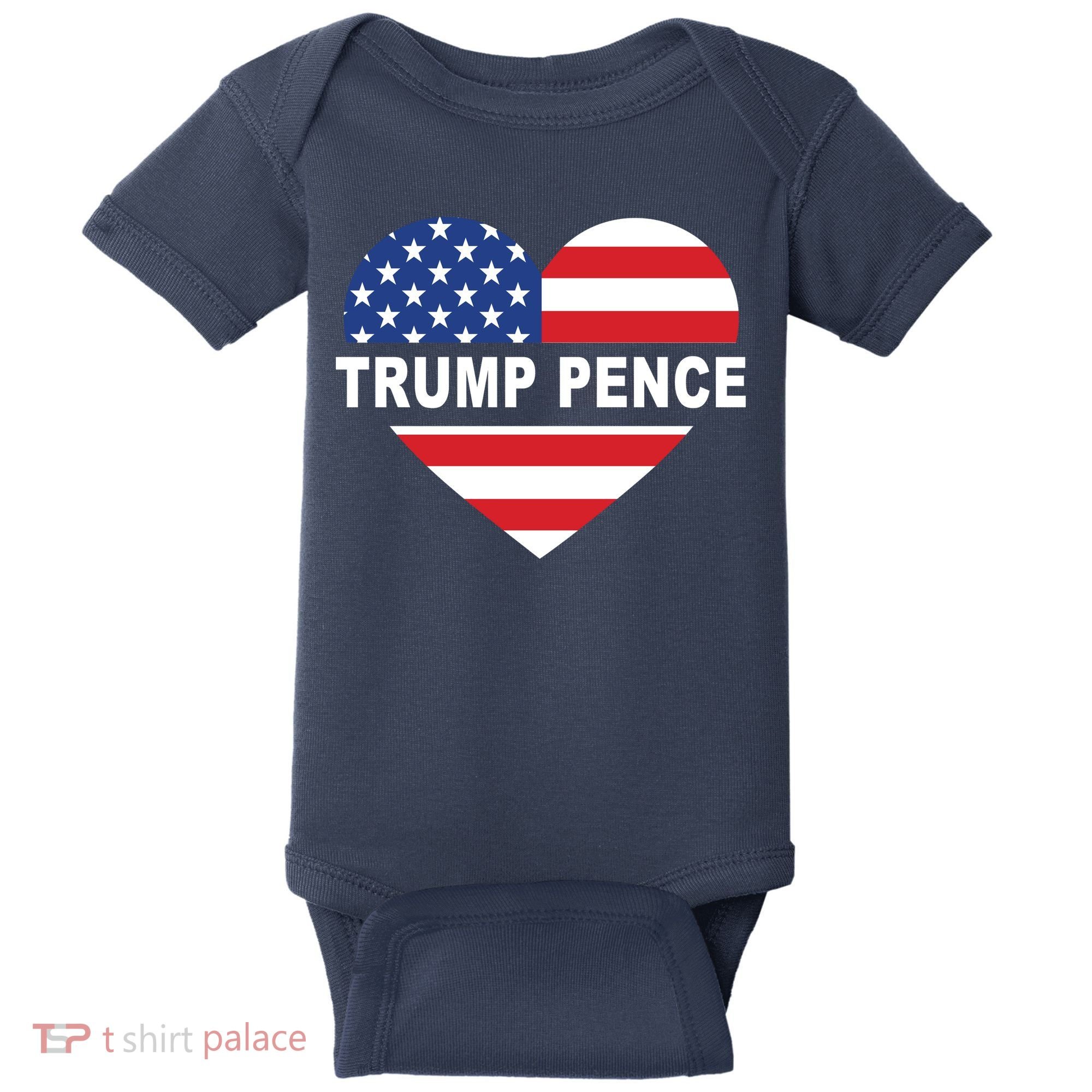 Love Trump Pence USA Heart Baby Bodysuit