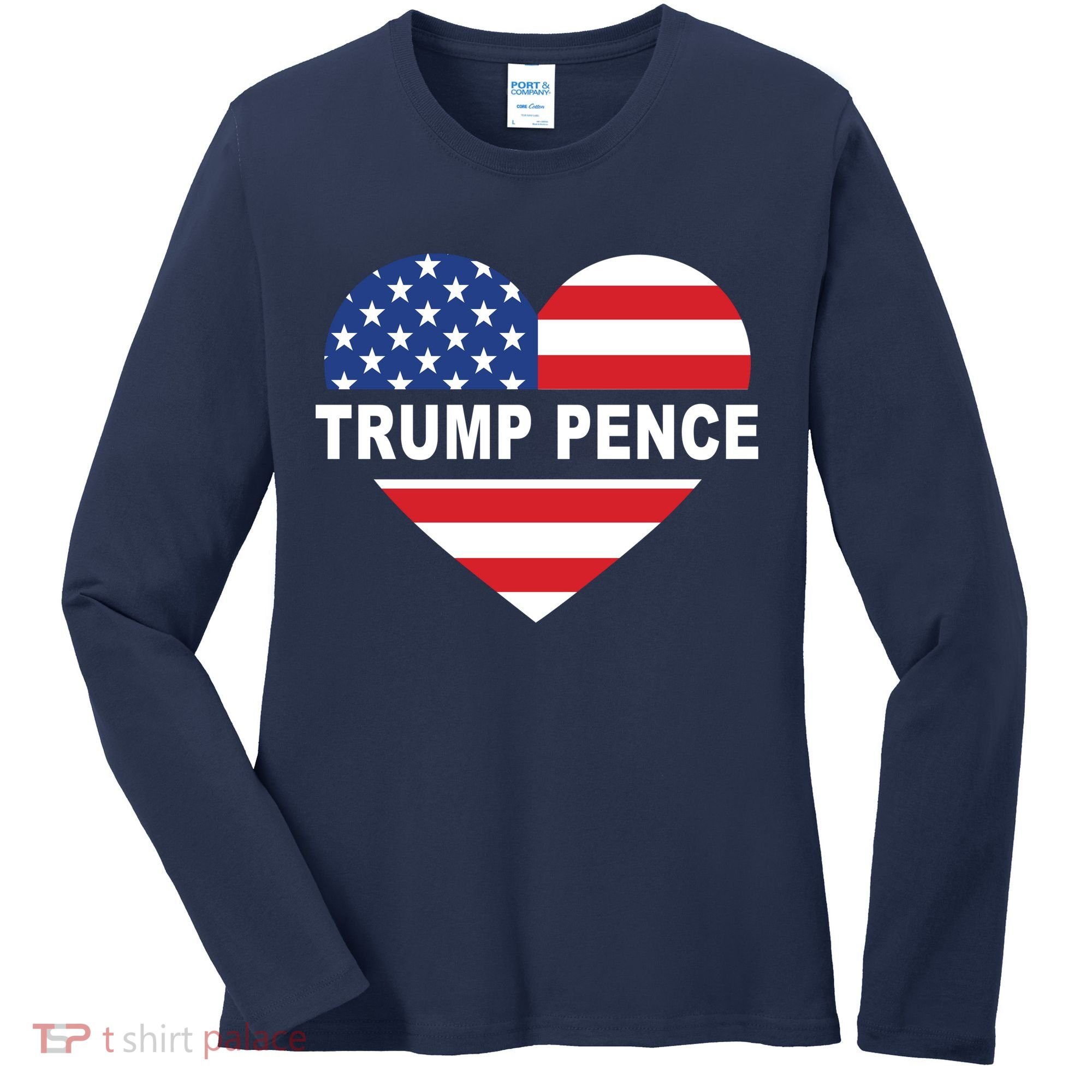 Love Trump Pence USA Heart Women's Long Sleeve Shirt