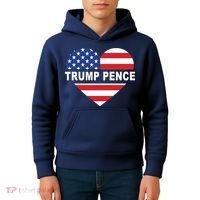 Love Trump Pence USA Heart Kids Hoodie thumb 4