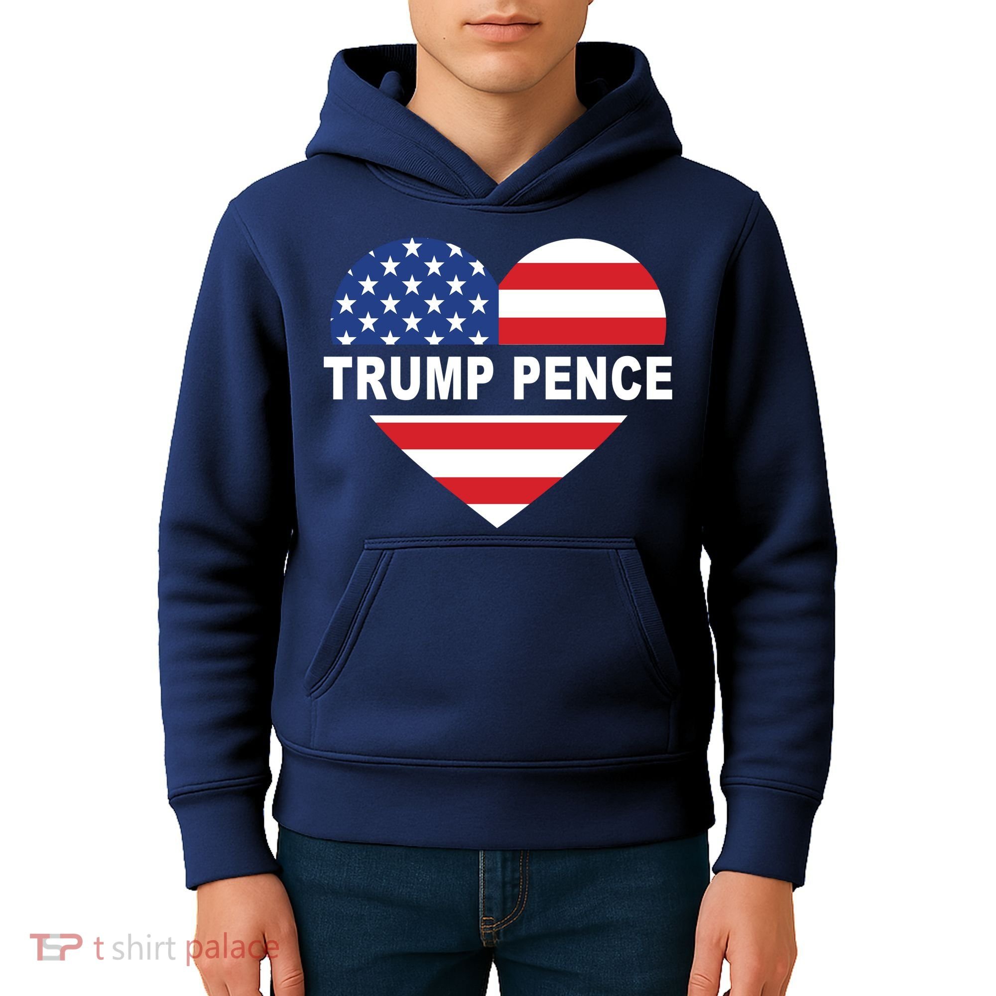 Love Trump Pence USA Heart Kids Hoodie