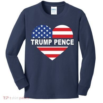 Love Trump Pence USA Heart Kids Long Sleeve Shirt