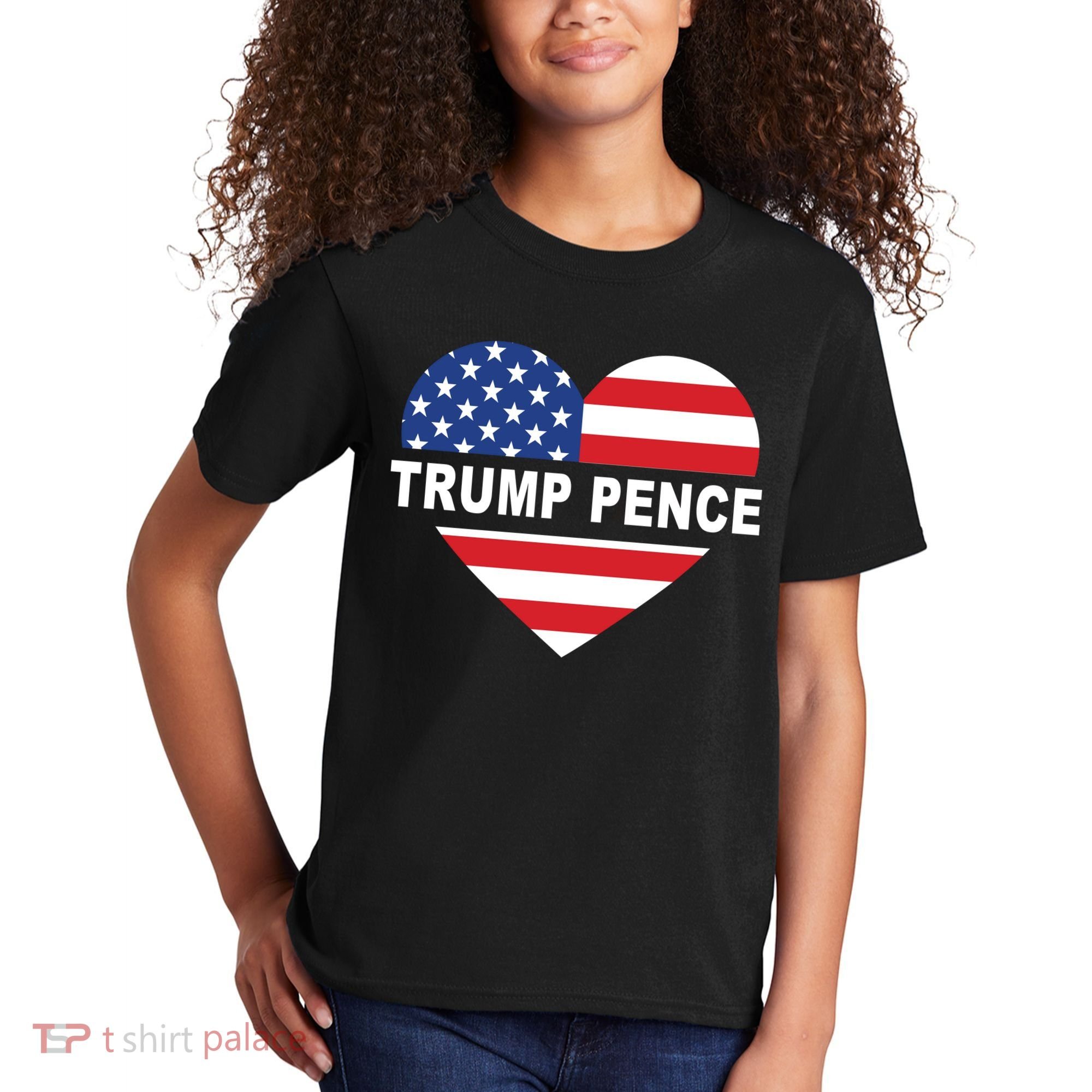 Love Trump Pence USA Heart Kids T-Shirt