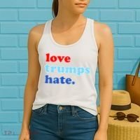 Love Trumps Hate. Anti-Trump Not My President Women's Tank Top thumb 2