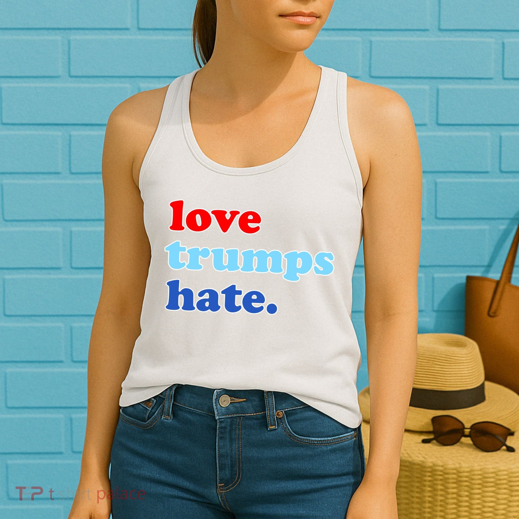 Love Trumps Hate. Anti-Trump Not My President Women's Tank Top