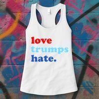 Love Trumps Hate. Anti-Trump Not My President Women's Tank Top thumb 3