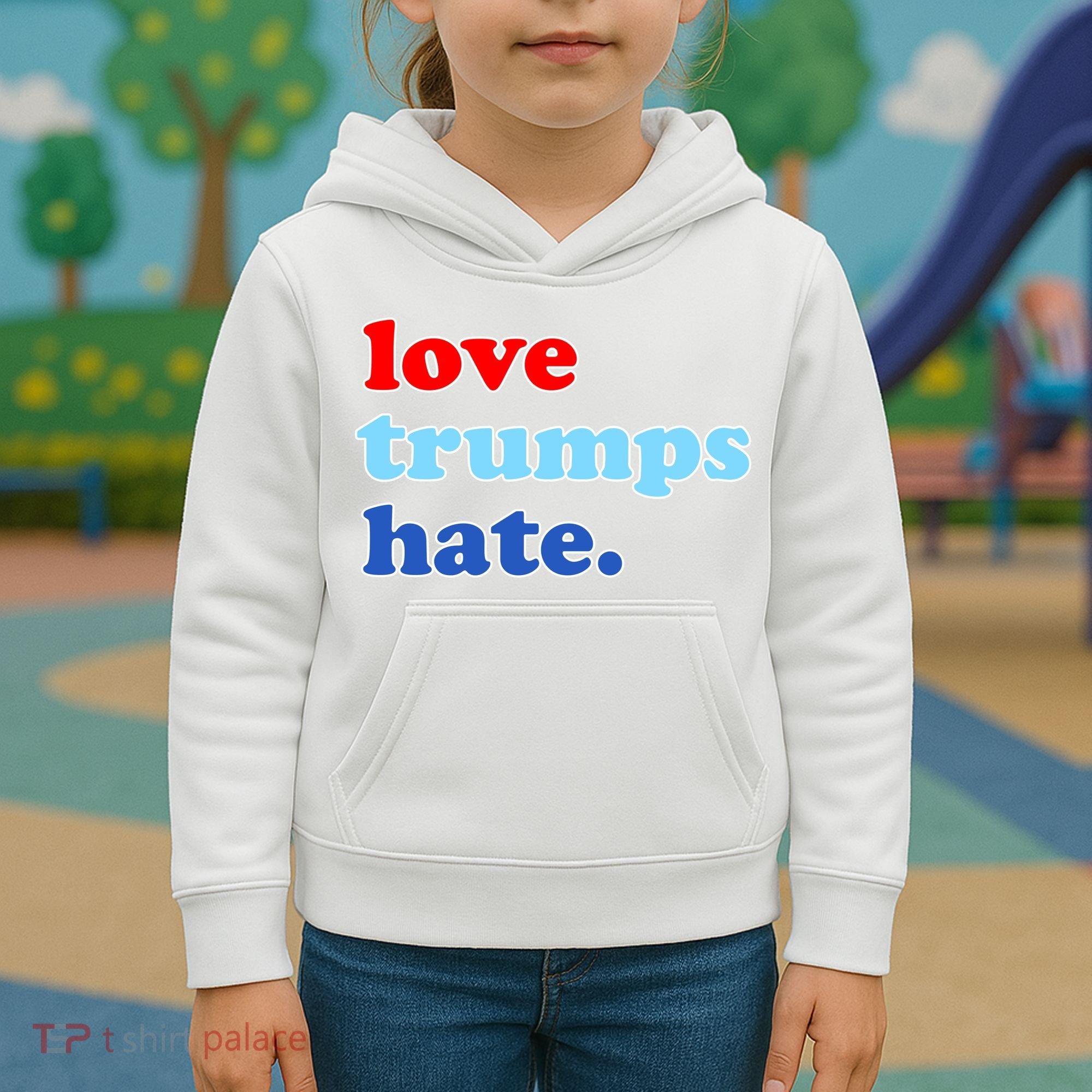 Love Trumps Hate. Anti-Trump Not My President Kids Hoodie