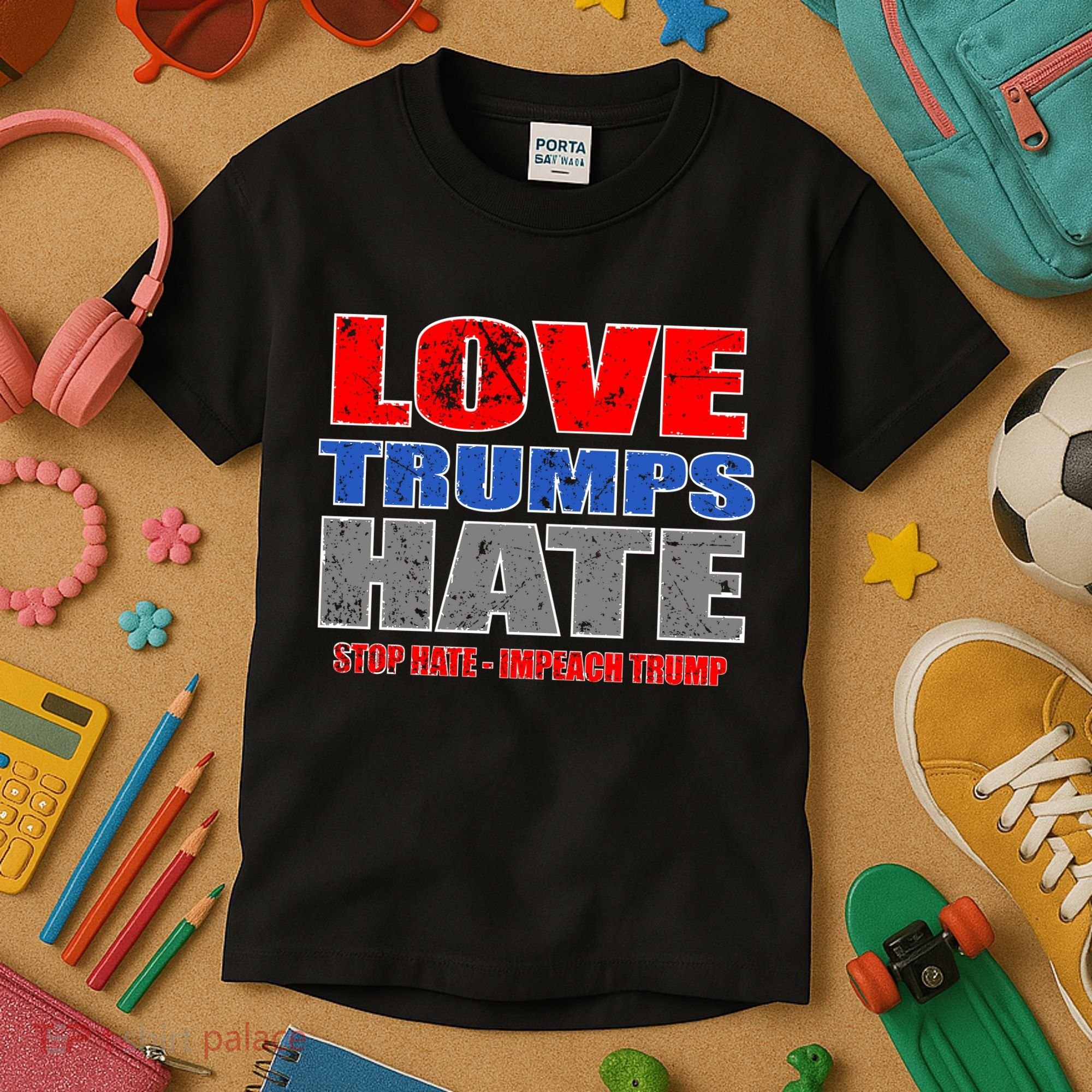Love Trumps Hate Anti Trump Impeach Not My President Kids T-Shirt