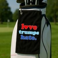 Love Trumps Hate Heart Anti Trump Not My President Golf Towel thumb 2