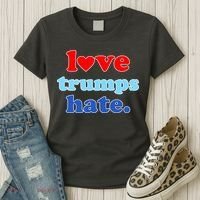 Love Trumps Hate Heart Anti Trump Not My President Women's T-Shirt thumb 3