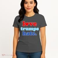 Love Trumps Hate Heart Anti Trump Not My President Women's T-Shirt thumb 4