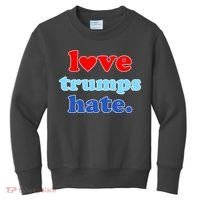 Love Trumps Hate Heart Anti Trump Not My President Kids Sweatshirt thumb 0