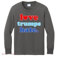 Love Trumps Hate Heart Anti Trump Not My President Kids Long Sleeve Shirt thumb 0