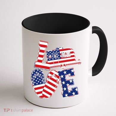 Love USA Camping  Coffee Mug back