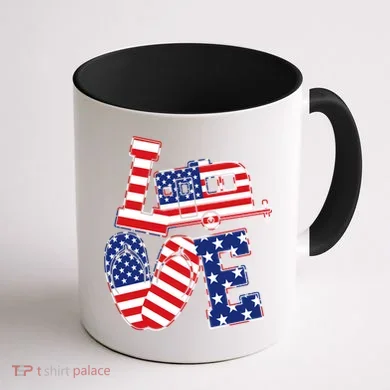 Love USA Camping  Coffee Mug back