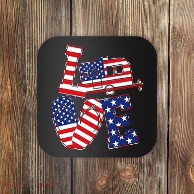 Love USA Camping  Coaster