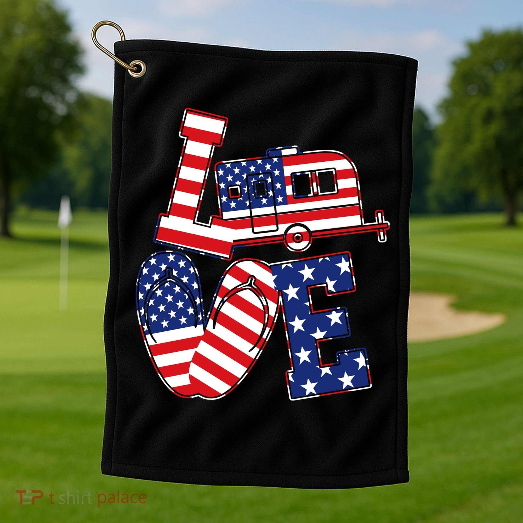 Love USA Camping  Golf Towel